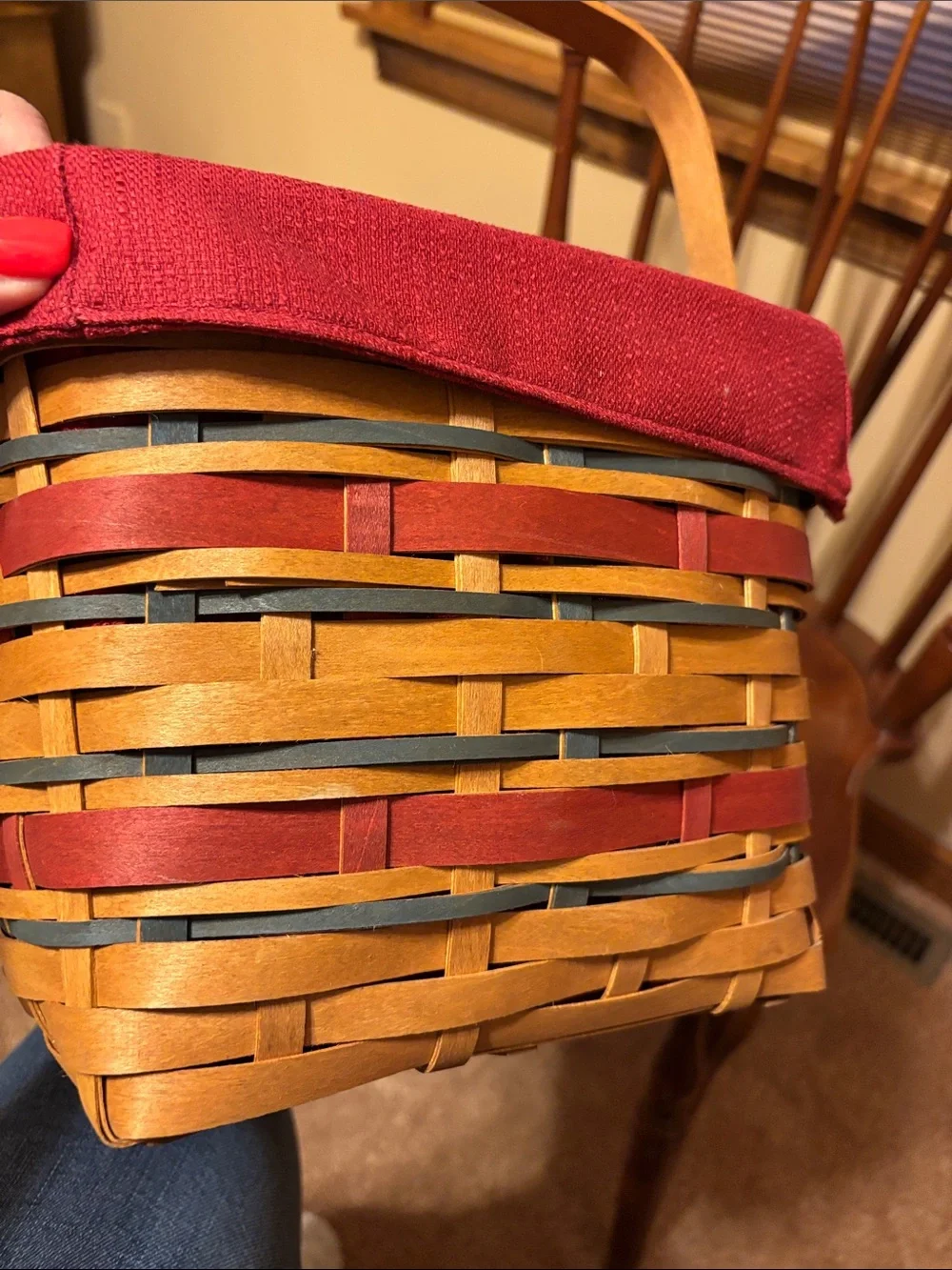 Longaberger Picnic Tote Set - with Red and Blue Splints